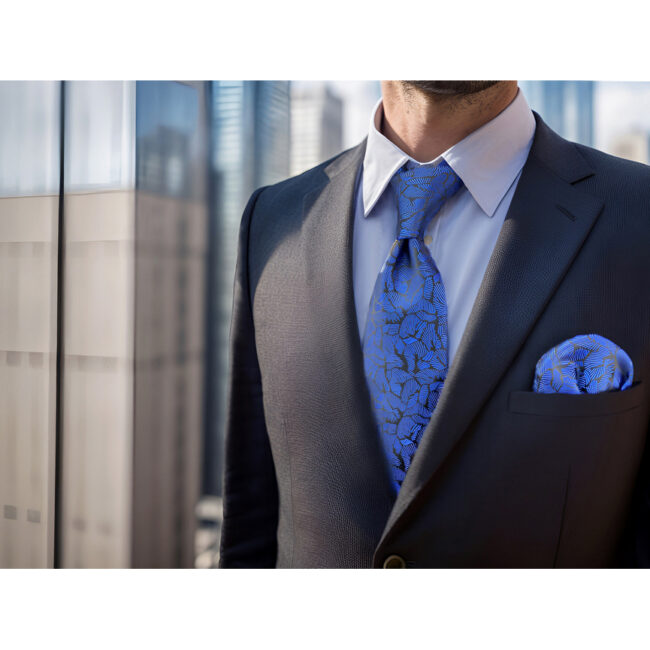 shlax & wing A75 Blue Pattern Mens Neckties Pocket Square Set Fashion Business Accessory Extra Long Size Tie Los más vendidos