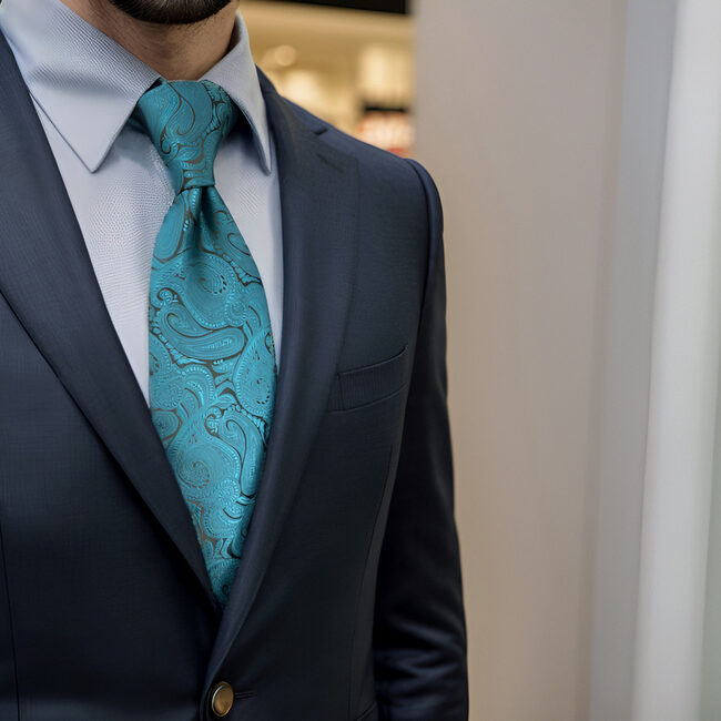 shlax & wing A77 Dark Teal Paisley Mens Neckties Pocket Square Luxury Gift Accessories Party Extra Long Size Descuento