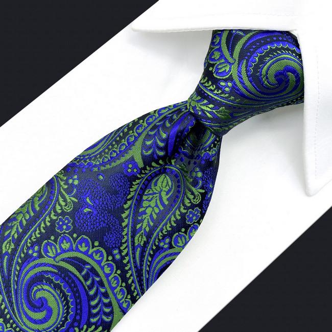 shlax & wing A78 Green Blue Paisley Mens Neckties Pocket Square Set Classic Fashion Wedding Extra Long Size Tie Tienda