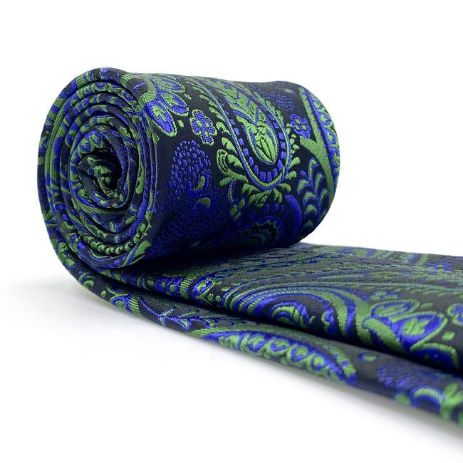shlax & wing A78 Green Blue Paisley Mens Neckties Pocket Square Set Classic Fashion Wedding Extra Long Size Tie Tienda