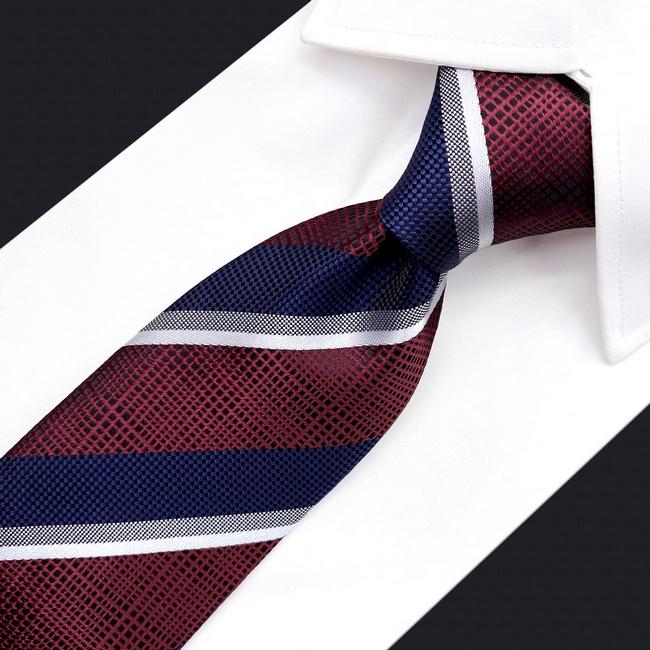 shlax & wing A79 Red Blue Striped Mens Necktie Pocket Square Set Fashion Gift Business Extra Long Size Tie Tienda