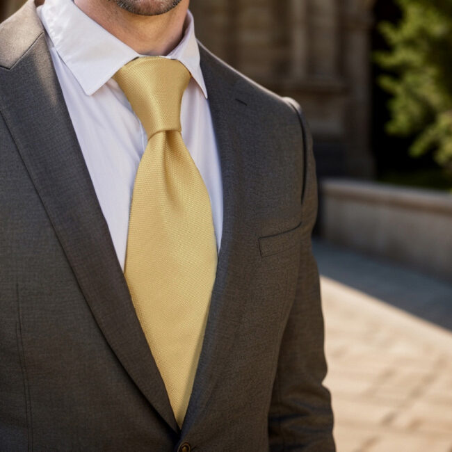 shlax & wing A80 Light Yellow Solid Mens Necktie Pocket Square Set Fashion Skinny Tie Gift Wedding 63″ Liquidación