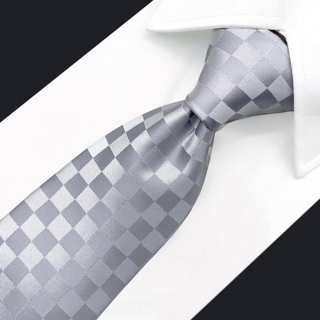 shlax & wing A83 Silver Checkes Mens Neckties Pocket Square Set Classic Fashion Wedding Skinny Tie Gift Wedding 63″ Rebajas top