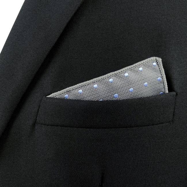 shlax & wing DH21 Grey Polka Dots Mens Pocket Square Silk Fashion Dress Handkerchief Wedding Groom Novelty Hanky Oferta especial