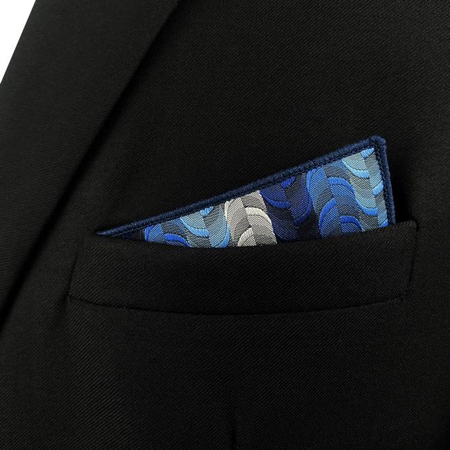 shlax & wing DH23 Blue Ripple Mens Pocket Square Silk Fashion Novelty Handkerchief Brand New Groom Hanky Envío gratis