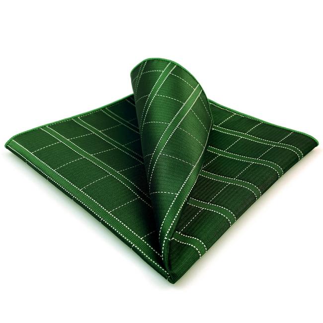 shlax & wing DH28 Deep Green Checkes Silk Mens Pocket Square Wedding Fashion Handkerchief Classic Dress Hanky COMPRAR AHORA