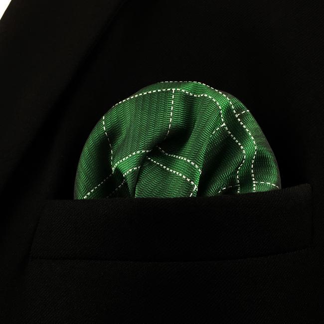 shlax & wing DH28 Deep Green Checkes Silk Mens Pocket Square Wedding Fashion Handkerchief Classic Dress Hanky COMPRAR AHORA