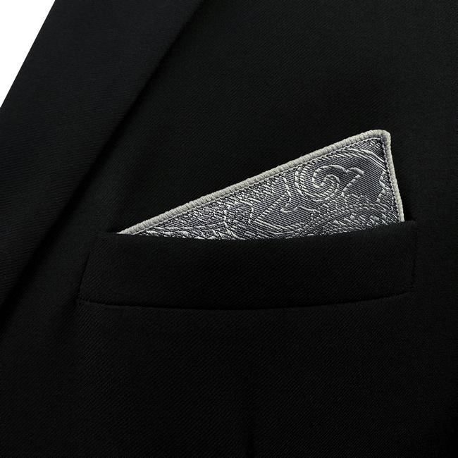 shlax & wing DH30 Dark Grey Paisley Silk Mens Pocket Square Classic Dress Handkerchief Novelty Fashion Hanky ÚLTIMAS EDICIONES