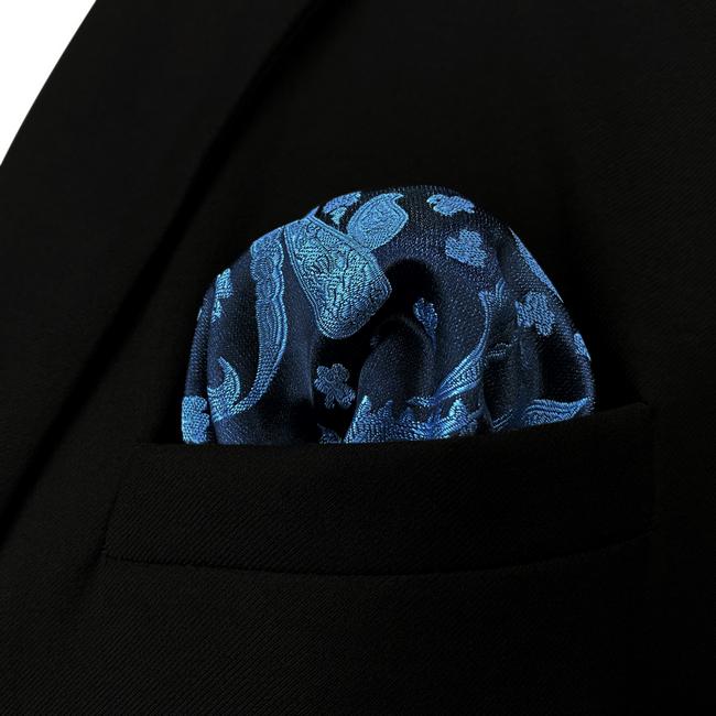 shlax & wing HH1 Blue Paisley Mens Pocket Square Silk Fashion Dress Handkerchief Brand New Wedding Hanky Últimos 2 días