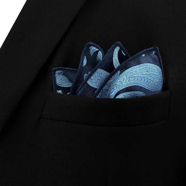 shlax & wing HH1 Blue Paisley Mens Pocket Square Silk Fashion Dress Handkerchief Brand New Wedding Hanky Últimos 2 días