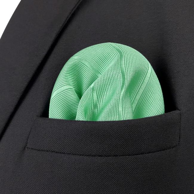 shlax & wing HH11 Green Solid Striped Silk Mens Pocket Square Wedding Fashion Handkerchief Novelty Classic Hanky Precio de fábrica