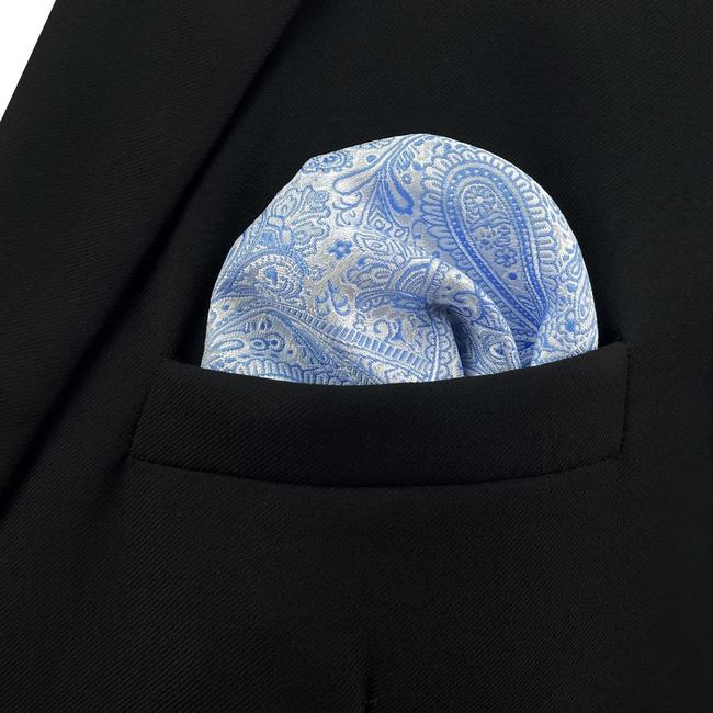 shlax & wing EH12 Azure Paisley Silk Mens Pocket Square Fashion Novelty Handkerchief Groom Classic Accessory Hanky Promoción por tiempo limitado