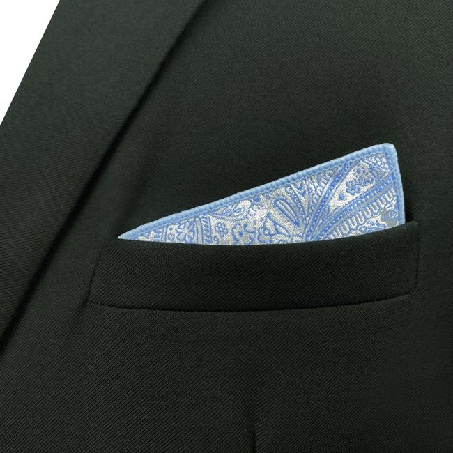 shlax & wing EH12 Azure Paisley Silk Mens Pocket Square Fashion Novelty Handkerchief Groom Classic Accessory Hanky Promoción por tiempo limitado
