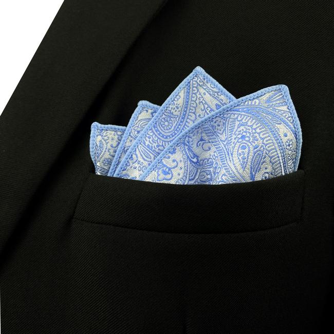 shlax & wing EH12 Azure Paisley Silk Mens Pocket Square Fashion Novelty Handkerchief Groom Classic Accessory Hanky Promoción por tiempo limitado