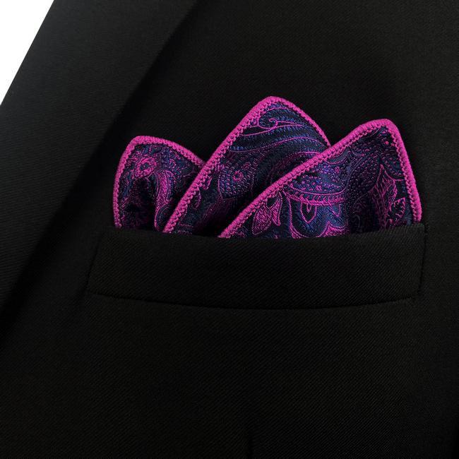 shlax & wing HH15 Purple Geometric Mens Pocket Square Silk Fashion Wedding Handkerchief Classic Dress Hanky Groom Solo hoy