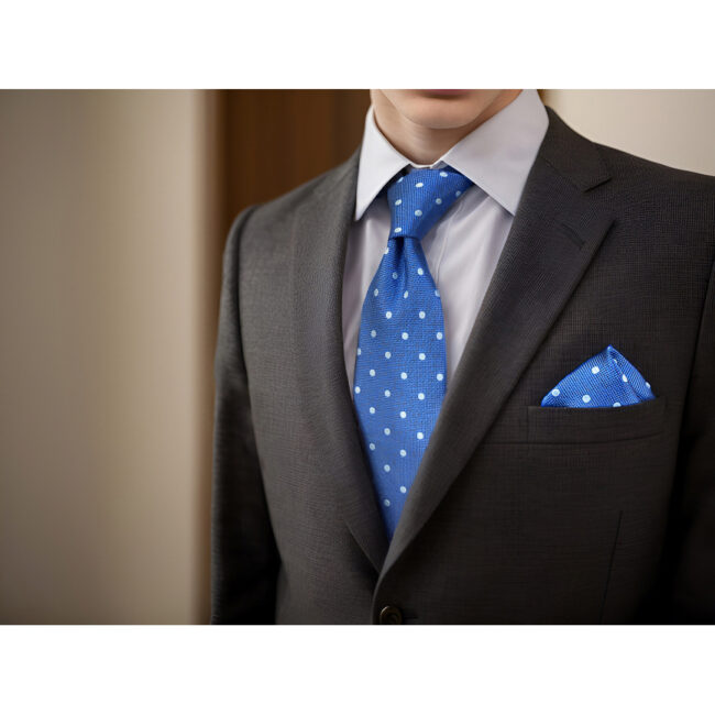 shlax & wing A84 Blue Polka Dots Mens Neckties Pocket Square Set Fashion Business Accessory Classic 63″