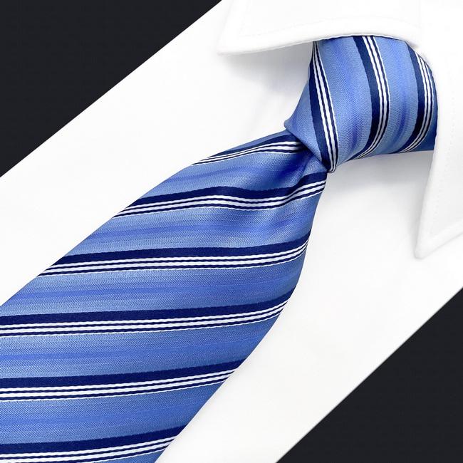 shlax & wing A89 Light Blue Striped Mens Ties Pocket Square Set Gift Fashion Skinny Necktie Party Novelty Business Extra Long Size Liquidación
