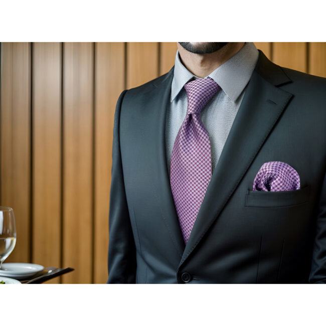 shlax & wing A90 Purple Houndstooth Mens Ties Pocket Square Set Wedding Extra Long Size Business Classic