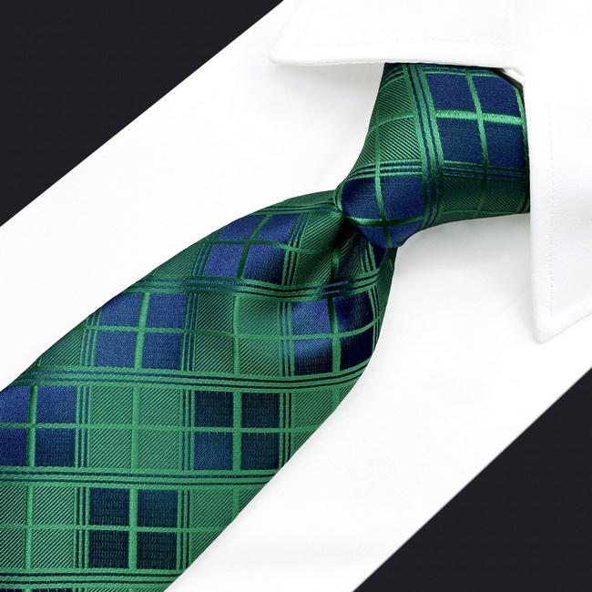 shlax & wing A92 Checked Green Mens Necktie Pocket Square Set Jacquard Woven Classic Groom 63″ Business Limitado a 3 días