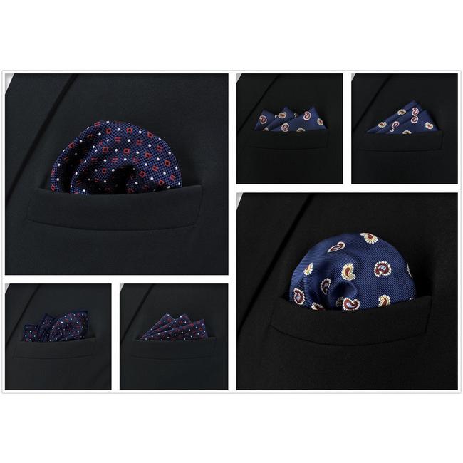 shlax & wing 5 Pieces Blue Mens Pocket Square Fashion Gift Classic Handkerchiefs Set 1-78 Oferta exclusiva
