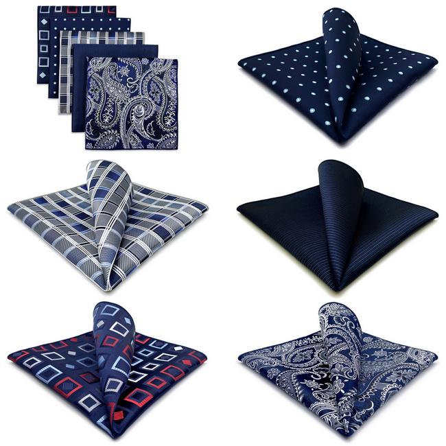 shlax & wing 5 Pieces Blue Mens Pocket Square Fashion Gift Classic Handkerchiefs Set 2-106 Última moda