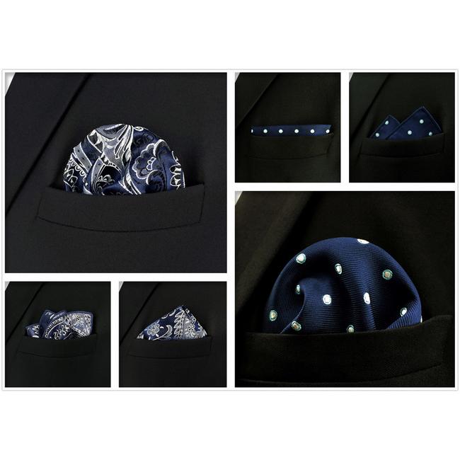 shlax & wing 5 Pieces Blue Mens Pocket Square Fashion Gift Classic Handkerchiefs Set 2-106 Última moda