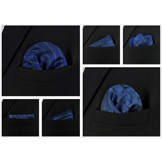 shlax & wing 5 Pieces Green Blue Mens Pocket Square Fashion Gift Classic Handkerchiefs Set 2-100 Ofertas de temporada