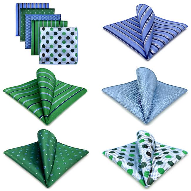shlax & wing 5 Pieces Green Blue Mens Pocket Square Fashion Gift Classic Handkerchiefs Set 2-103 Ofertas especiales