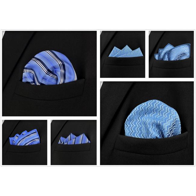 shlax & wing 5 Pieces Green Blue Mens Pocket Square Fashion Gift Classic Handkerchiefs Set 2-103 Ofertas especiales