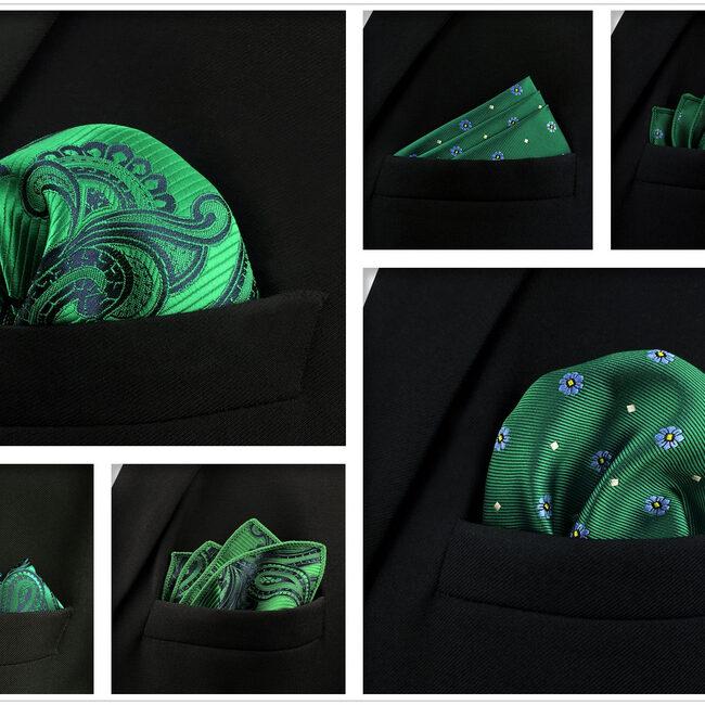 shlax & wing 5 Pieces Green Mens Pocket Square Set Brand New Gift Classic Acceossories 5-18 Grandes ahorros