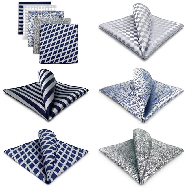 shlax & wing 5 Pieces Grey Mens Pocket Square Fashion Gift Classic Handkerchiefs Set 1-77 Rebajas de fin de temporada