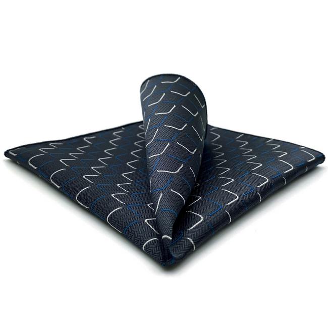 shlax & wing EH17 Dark Grey Geometric Silk Mens Pocket Square Dress Classic Hanky Groom Fashion Outlet