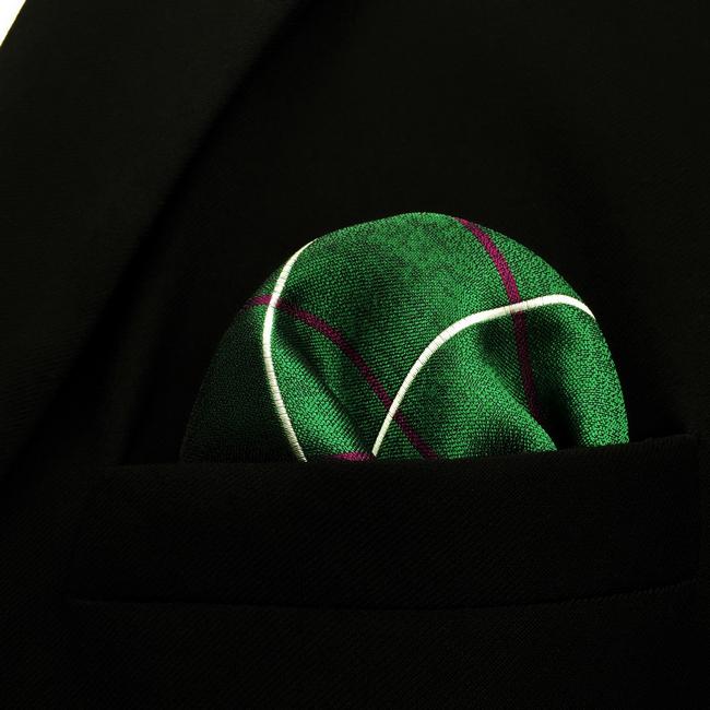 shlax & wing EH28 Green Checkes Silk Mens Pocket Square Groom Classic Handkerchief Fashion Dress Hanky Rebajas