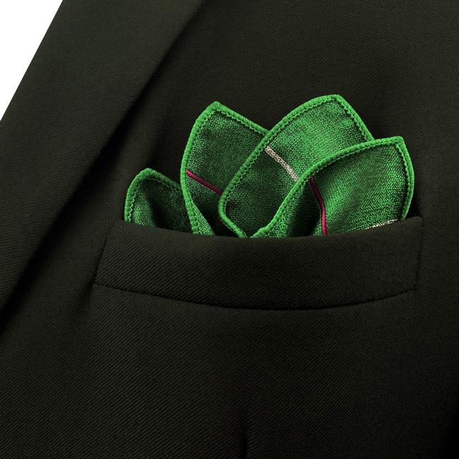 shlax & wing EH28 Green Checkes Silk Mens Pocket Square Groom Classic Handkerchief Fashion Dress Hanky Rebajas
