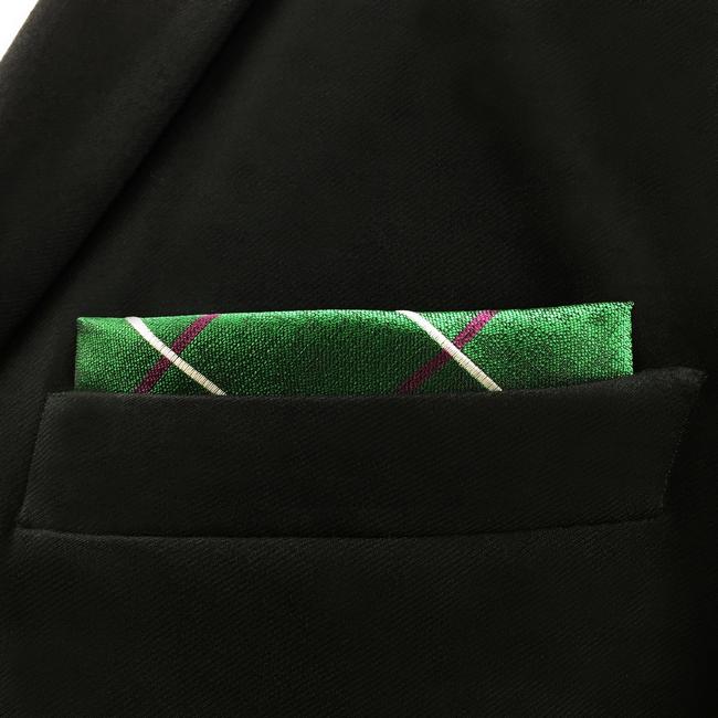 shlax & wing EH28 Green Checkes Silk Mens Pocket Square Groom Classic Handkerchief Fashion Dress Hanky Rebajas
