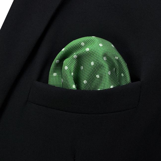 shlax & wing EH21 Green Polka Dots Silk Mens Pocket Square Classic Fashion Handkerchief Brand New Accessory Hanky Ofertas