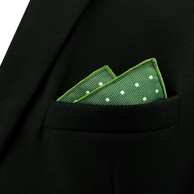shlax & wing EH21 Green Polka Dots Silk Mens Pocket Square Classic Fashion Handkerchief Brand New Accessory Hanky Ofertas