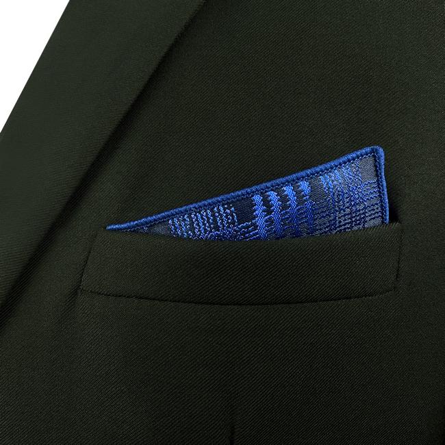 shlax & wing EH22 Dark Blue Checkes Silk Mens Pocket Square Classic Dress Handkerchief Groom Fashion Hanky En oferta