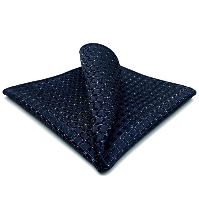 shlax & wing FH22 Navy Blue Checkes Silk Mens Pocket Square Wedding Fashion Handkerchief Novelty Dress Hanky Los más vendidos