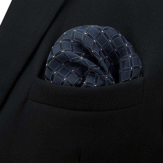 shlax & wing FH22 Navy Blue Checkes Silk Mens Pocket Square Wedding Fashion Handkerchief Novelty Dress Hanky Los más vendidos