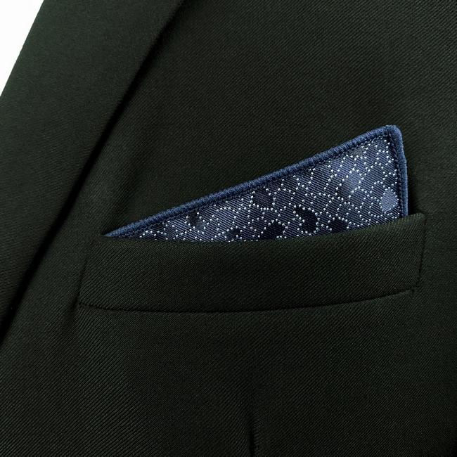 shlax & wing HH25 Navy Blue Geometric Silk Mens Pocket Square Wedding Fashion Handkerchief Novelty Dress Hanky Descuento