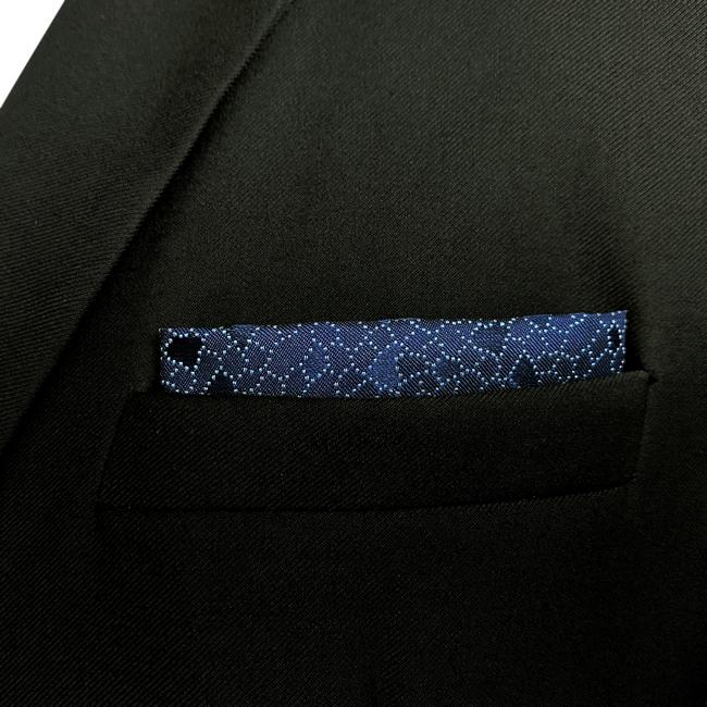 shlax & wing HH25 Navy Blue Geometric Silk Mens Pocket Square Wedding Fashion Handkerchief Novelty Dress Hanky Descuento