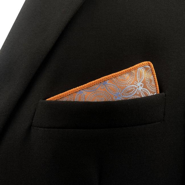 shlax & wing EH26 Orange Grey Abstract Silk Mens Pocket Square Wedding Fashion Handkerchief Dress Classic Hanky Tienda