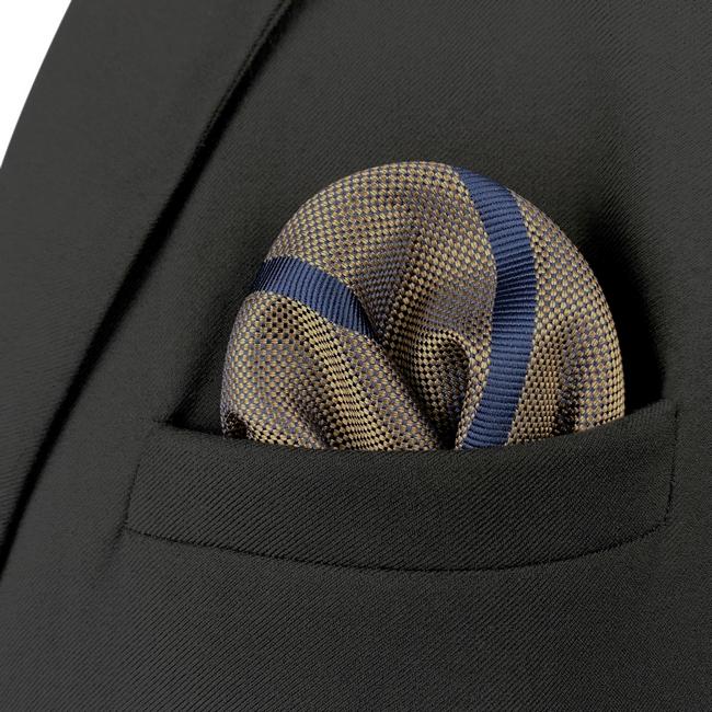 shlax & wing HH27 Brown Striped Silk Mens Pocket Square Wedding Dress Handkerchief Brand New Classic Hanky Liquidación