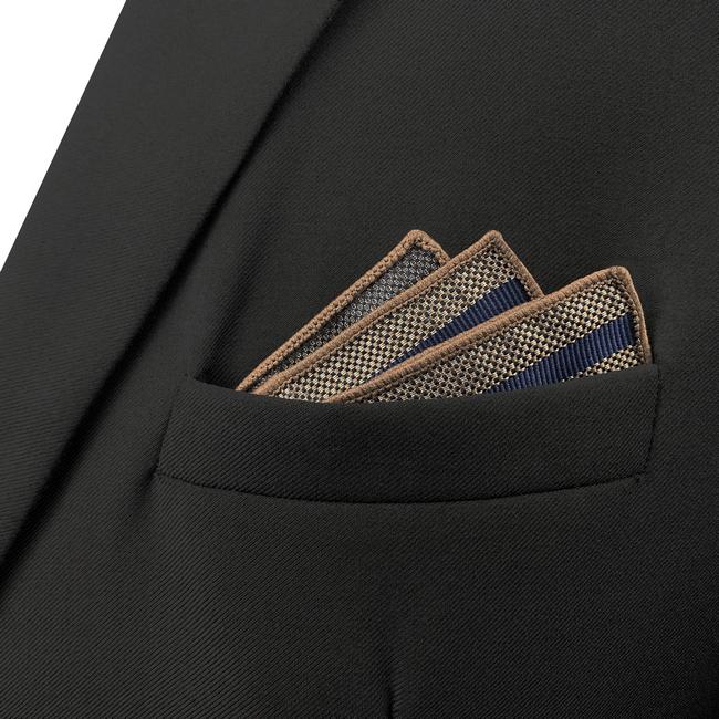 shlax & wing HH27 Brown Striped Silk Mens Pocket Square Wedding Dress Handkerchief Brand New Classic Hanky Liquidación