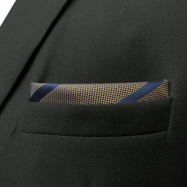 shlax & wing HH27 Brown Striped Silk Mens Pocket Square Wedding Dress Handkerchief Brand New Classic Hanky Liquidación
