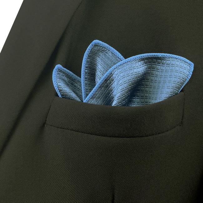 shlax & wing HH28 Blue Solid Silk Mens Pocket Square Dress Classic Handkerchief Fashion Groom Hanky Mejor oferta