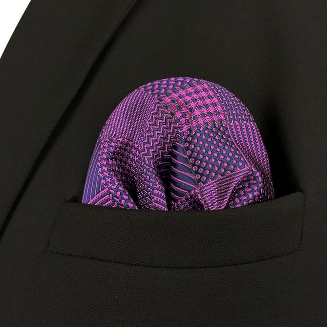 shlax & wing HH2 Purple Checkes Floral Silk Mens Pocket Square Fashion Classic Handkerchief Groom Dress Hanky Envío gratis