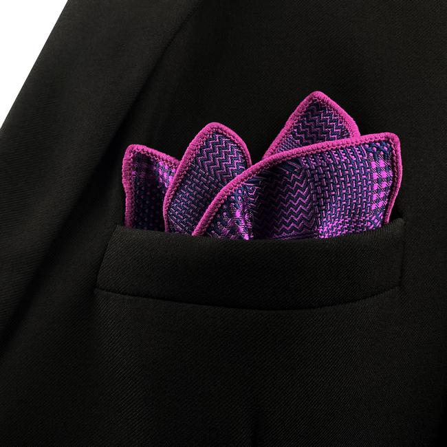 shlax & wing HH2 Purple Checkes Floral Silk Mens Pocket Square Fashion Classic Handkerchief Groom Dress Hanky Envío gratis