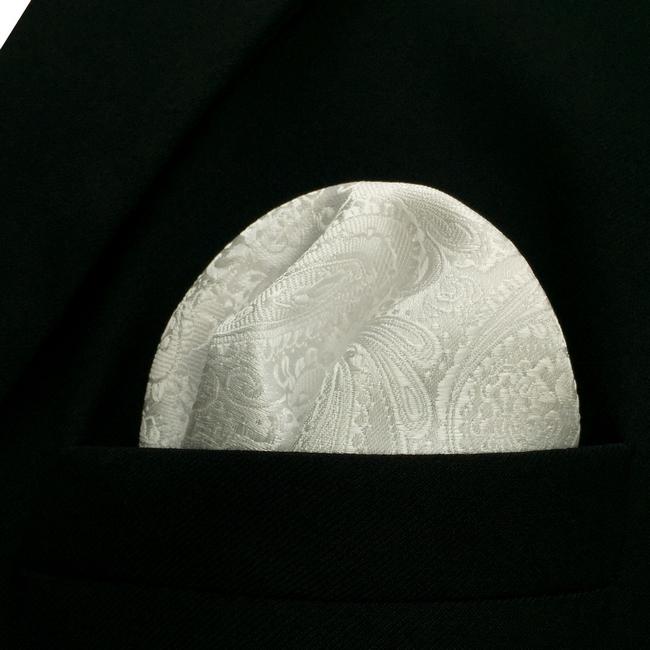 shlax & wing EH31 White Paisley Silk Mens Pocket Square Fashion Novelty Handkerchief Dress Classic Hanky Últimos 3 días